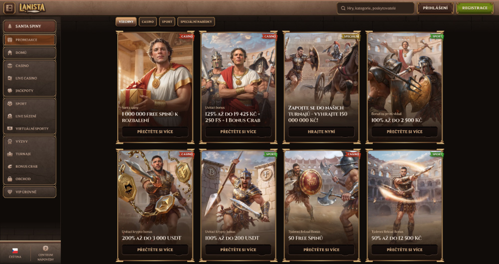 Lze získat v casinu Lanista no deposit bonus?