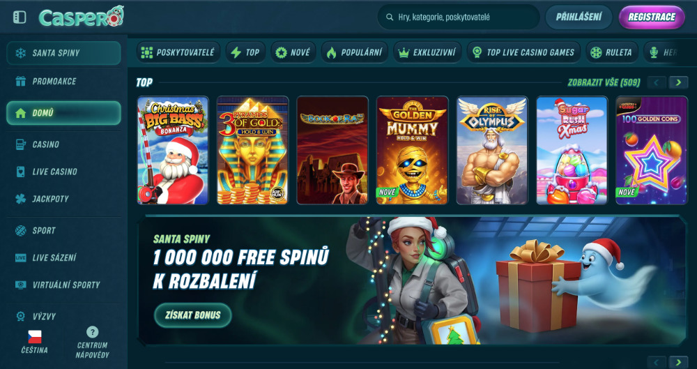 Užijte si Vánoce v casinu Caspero bonusy, turnaje, adventní kalendář, tematické hry apod. úvodní