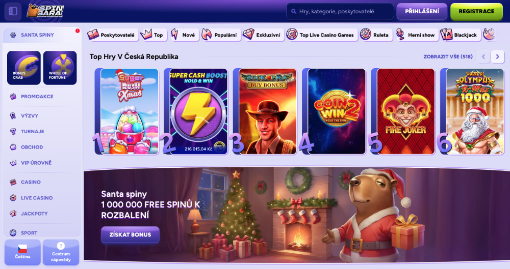 Užijte si Vánoce v casinu Spinbara