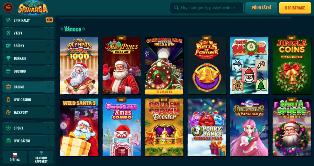 Užijte si Vánoce v casinu Spinanga bonusy, turnaje, adventní kalendář, tematické hry apod. úvodní