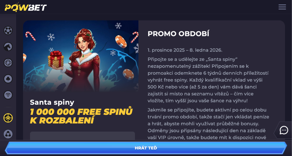 Powbet free spins [prosinec 2025] úvodní
