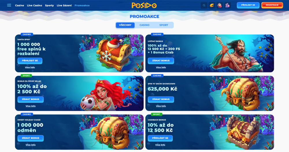 Prosincové bonusy v casinu Posido
