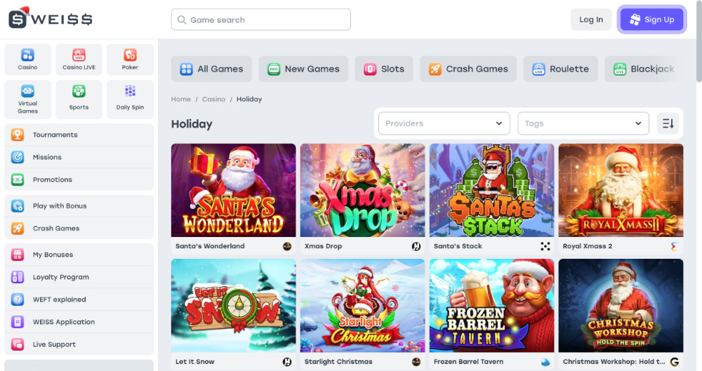 Užijte si Vánoce v casinu Weiss bonusy, turnaje, adventní kalendář, tematické hry apod. úvodní