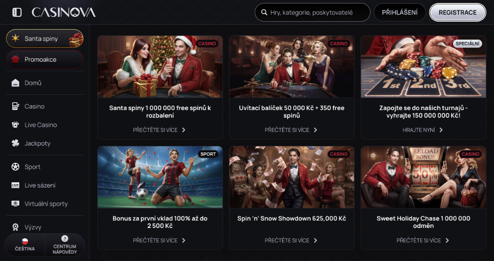 Prosincové bonusy v casinu Casinova