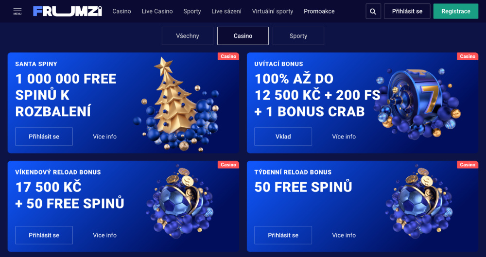 Užijte si Vánoce v casinu Frumzi bonusy, turnaje, adventní kalendář, tematické hry apod. úvodní