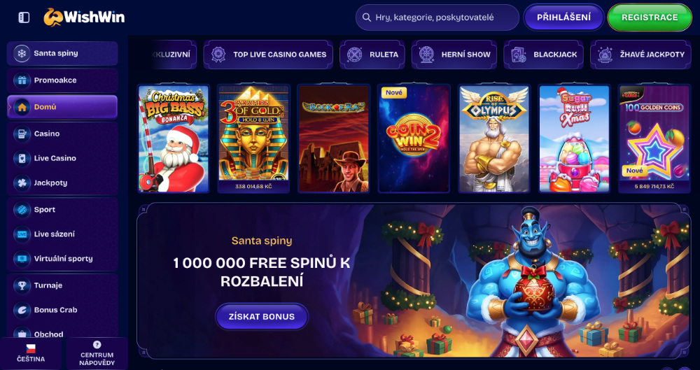 Užijte si Vánoce v casinu WishWin: bonusy, turnaje, adventní kalendář, tematické hry apod.