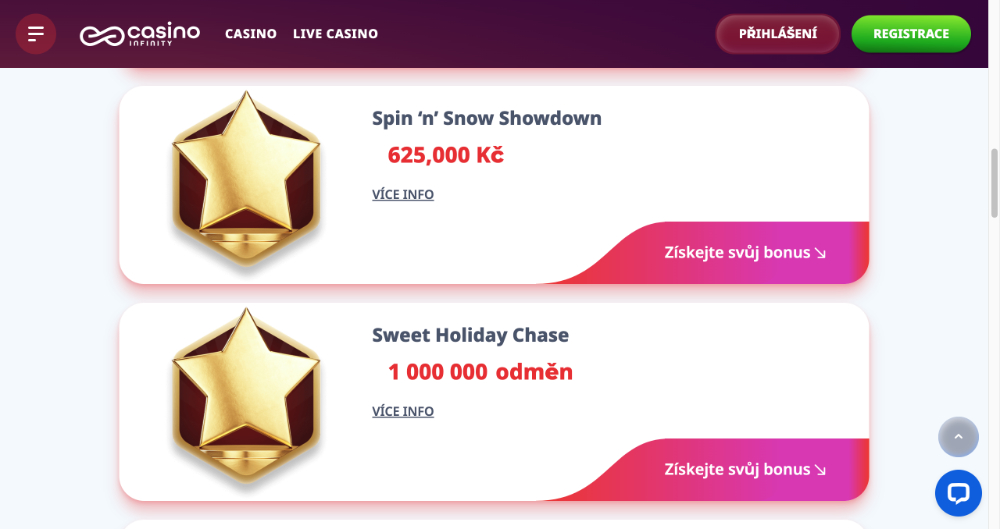 Casino Infinity bonusy [prosinec 2025] úvodní