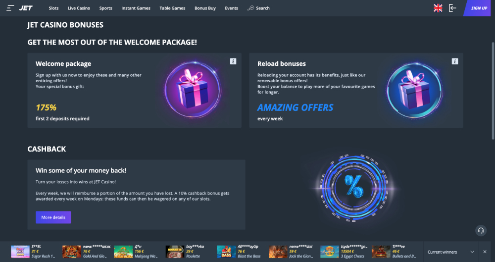 Lze získat v casinu JET Casino no deposit bonus?