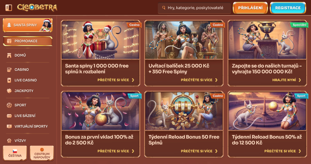 Prosincové bonusy v casinu Cleobetra
