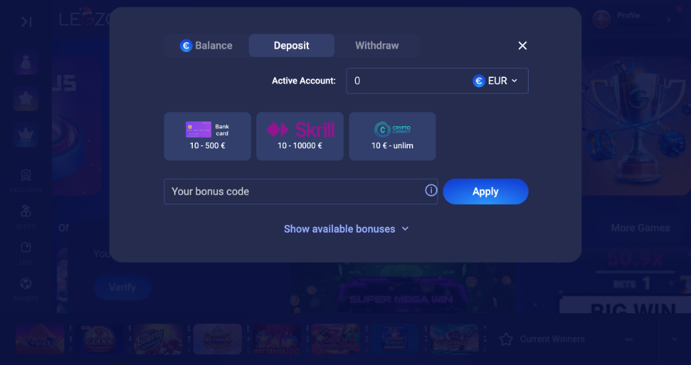 Promo kód v casinu Legzo