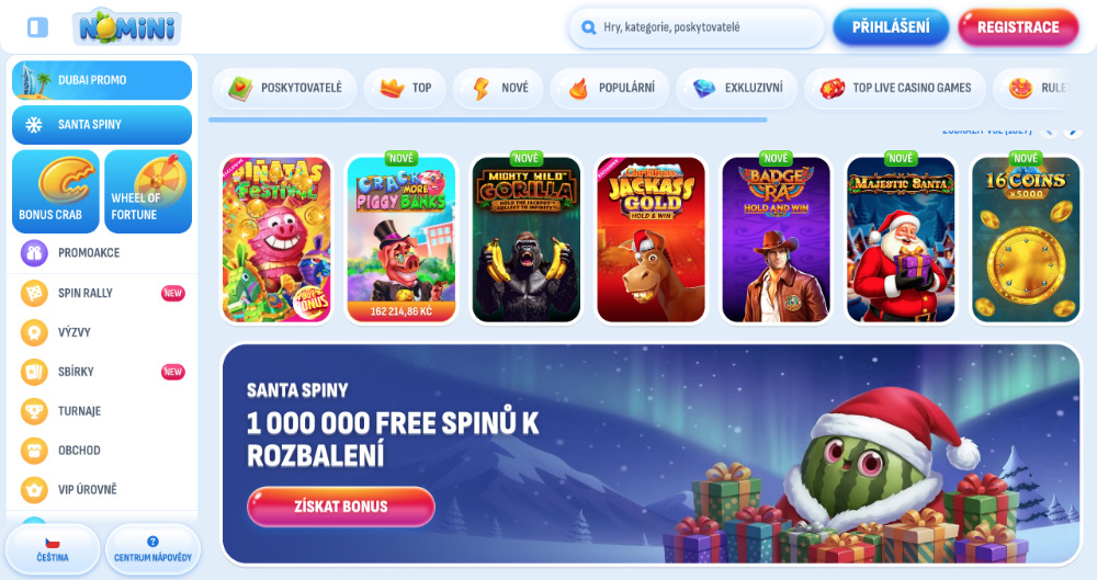 Užijte si Vánoce v casinu Nomini: bonusy, turnaje, adventní kalendář, tematické hry apod.