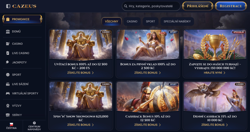 Cazeus bonusy [prosinec 2025] úvodní