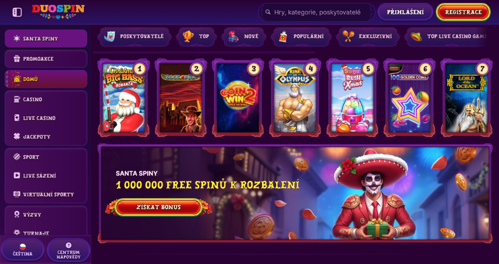 Užijte si Vánoce v casinu Duospin: bonusy, turnaje, adventní kalendář, tematické hry apod. 