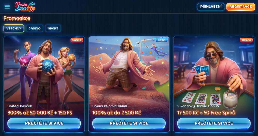 Nejlepší bonusy v casinu DudeSpin