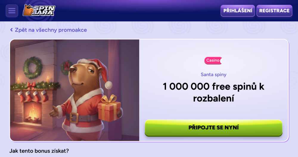 Prosincové free spiny v casinu Spinbara