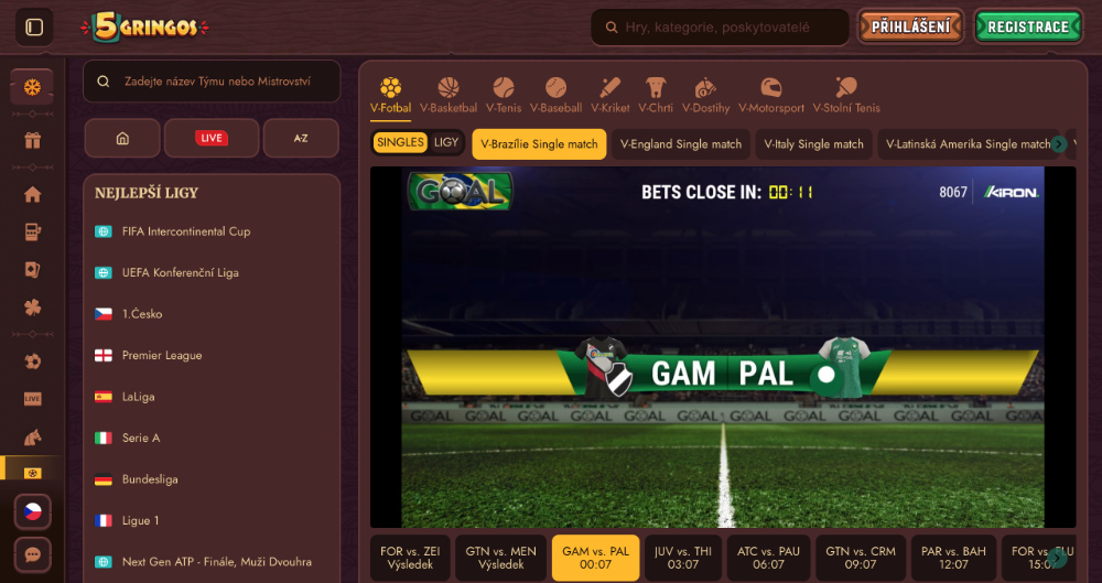 Rádi zkoušíte nové věci? Vsaďte si na virtuální sport v casinu 5Gringos úvodní