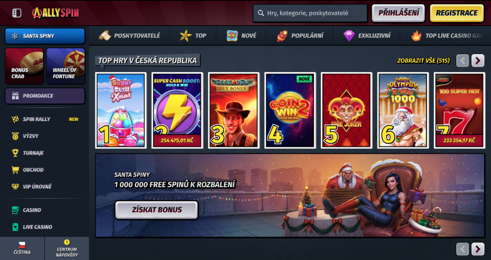 Vánoce v casinu AllySpin