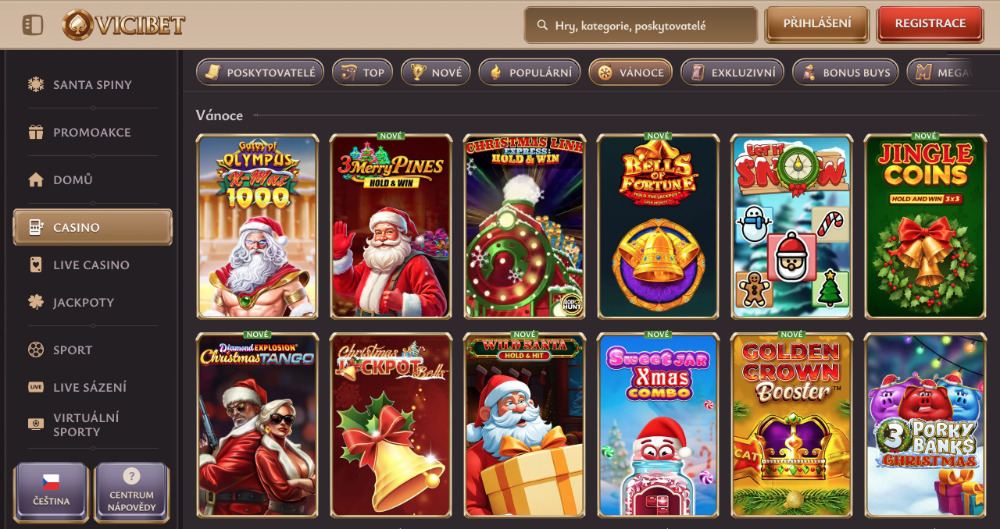 Užijte si Vánoce v casinu ViciBet bonusy, turnaje, adventní kalendář, tematické hry apod. úvodní