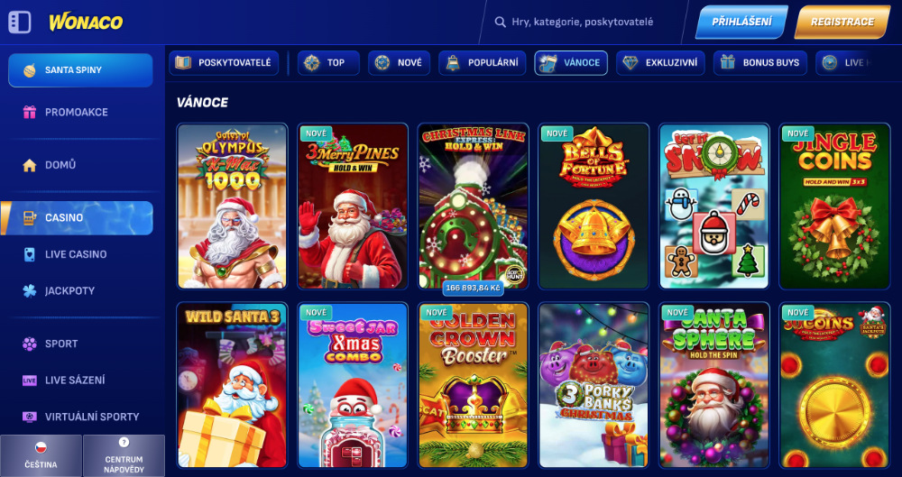 Užijte si Vánoce v casinu Wonaco bonusy, turnaje, adventní kalendář, tematické hry apod. úvodní