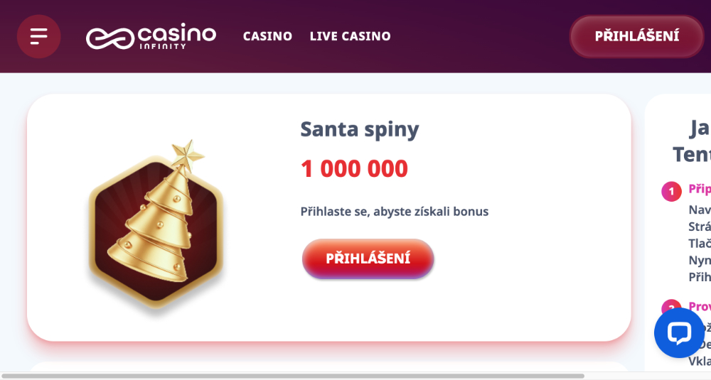 Prosincové free spiny v casinu Casino Infinity