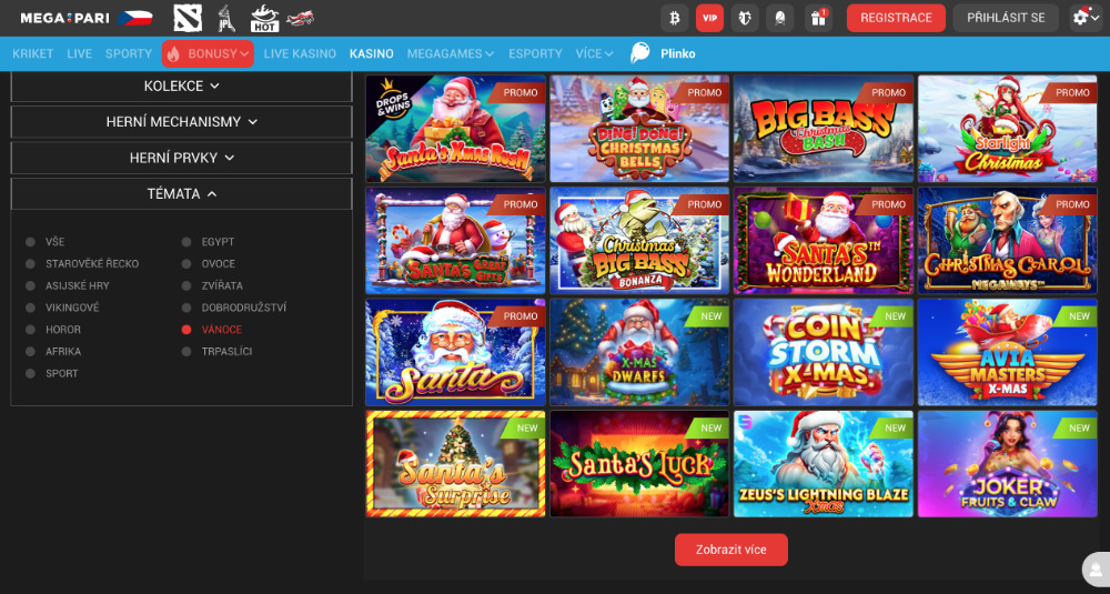 Užijte si Vánoce v casinu Megapari: bonusy, turnaje, adventní kalendář, tematické hry apod. logo