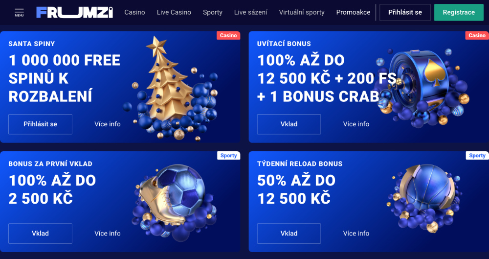 Prosincové bonusy v casinu Frumzi