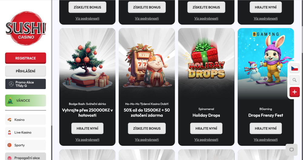 Prosincové bonusy v casinu Sushi Casino