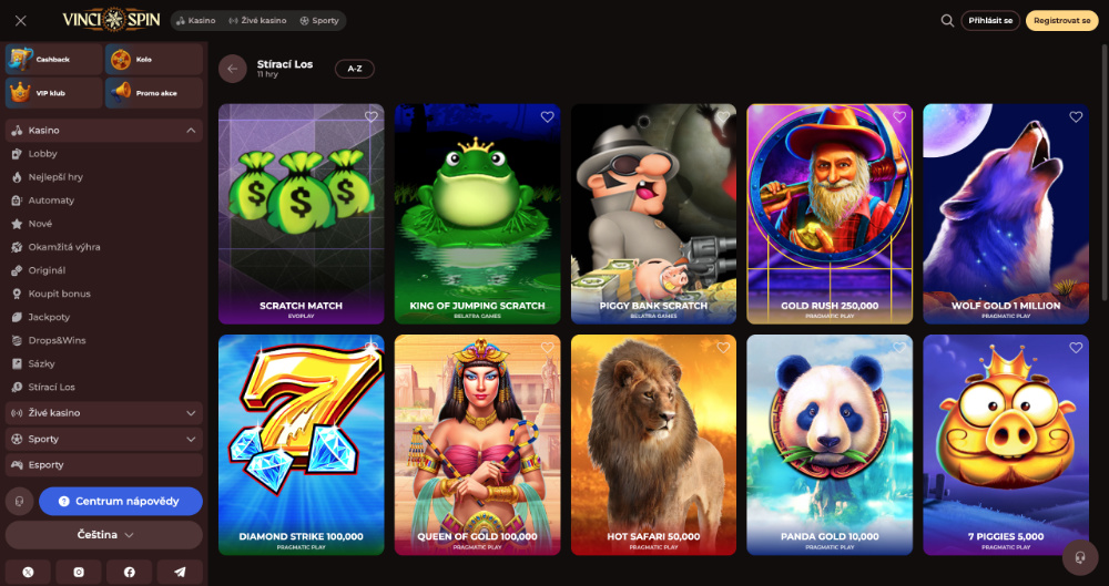 Rádi zkoušíte nové věci? Zkuste štěstí s výherními losy v casinu Vinci Spin úvodní