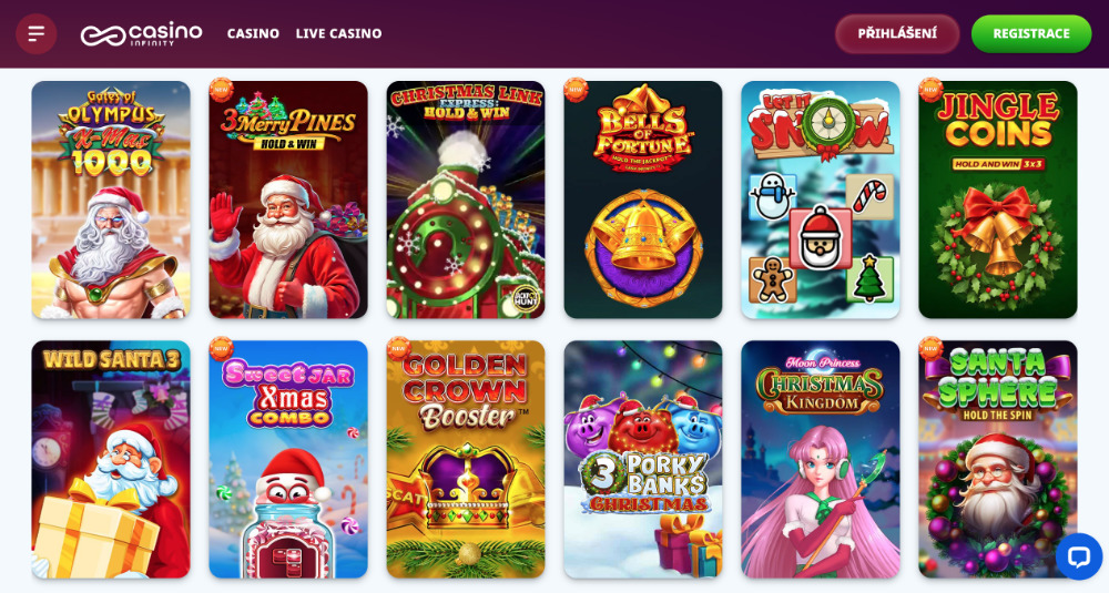 Užijte si Vánoce v Casino Infinity: bonusy, turnaje, adventní kalendář, tematické hry apod.
