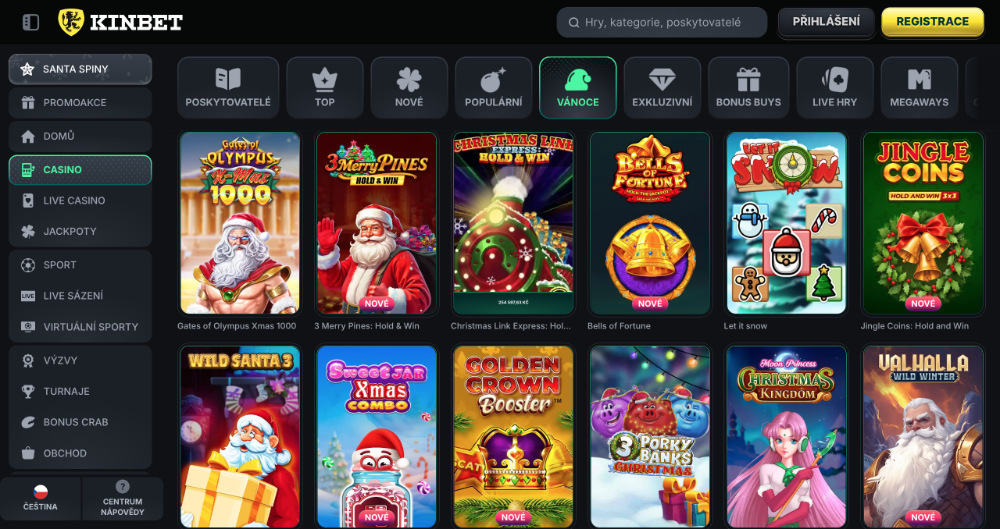 Užijte si Vánoce v casinu KinBet bonusy, turnaje, adventní kalendář, tematické hry apod. úvodní
