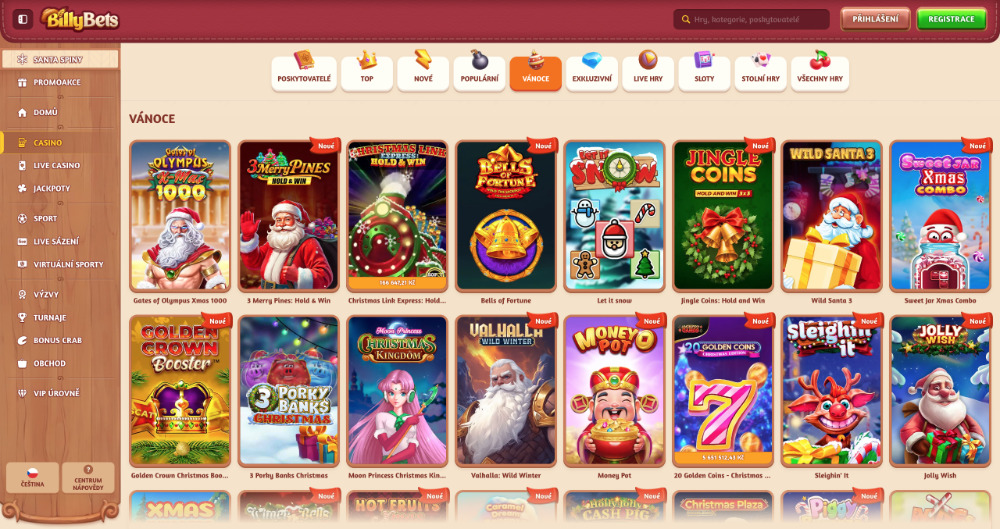 Užijte si Vánoce v casinu BillyBets: bonusy, turnaje, adventní kalendář, tematické hry apod. 