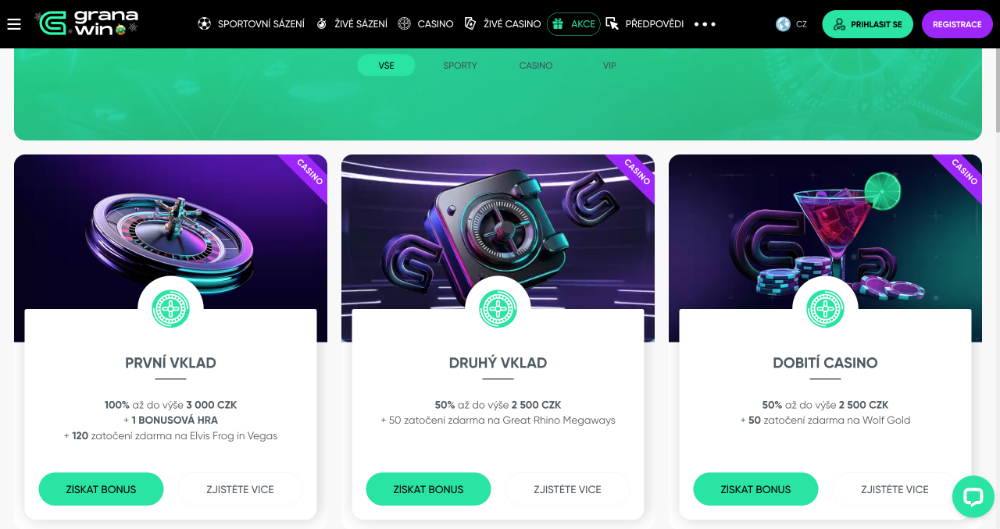 GranaWin free spins [prosinec 2025] úvodní