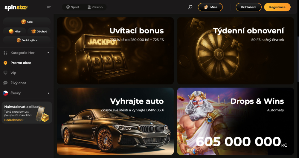 Spinstar.bet bonusy [prosinec 2025] úvodní