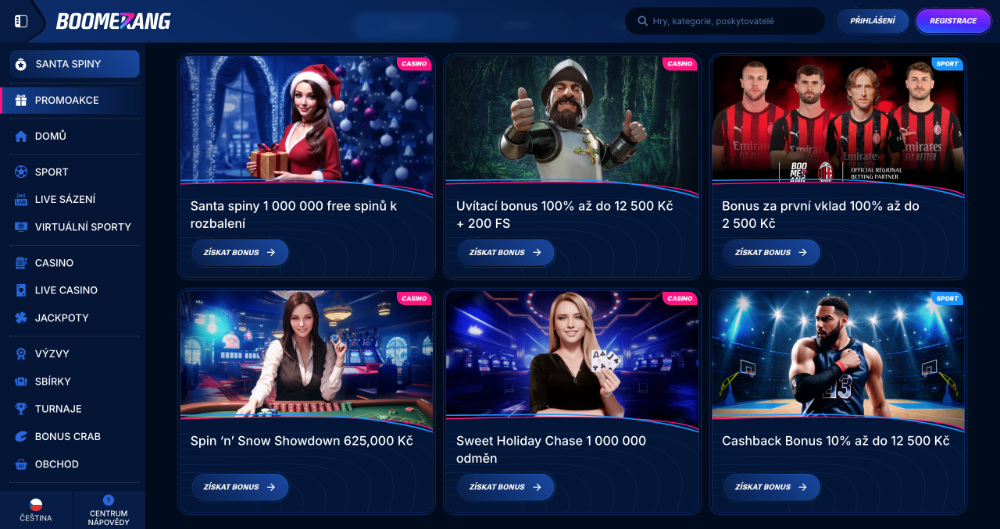 Lze získat v casinu Boomerang Bet no deposit bonus? úvodní