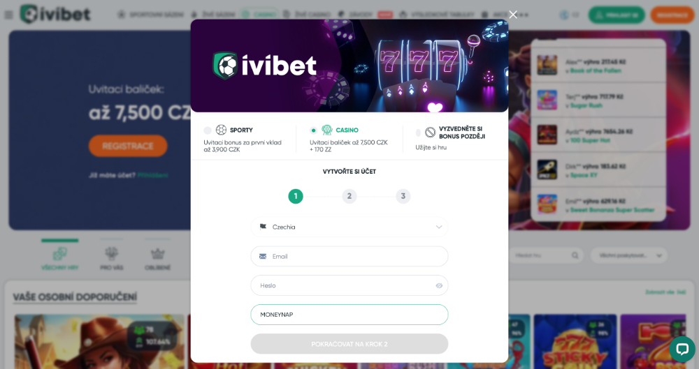 Speciální NO DEPOSIT BONUS v casinu Ivibet 30 free spinů zdarma úvodní