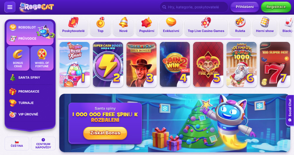 Užijte si Vánoce v casinu Robocat: bonusy, turnaje, adventní kalendář, tematické hry apod. 