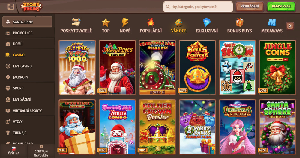 Užijte si Vánoce v casinu Stone Vegas: bonusy, turnaje, adventní kalendář, tematické hry apod.