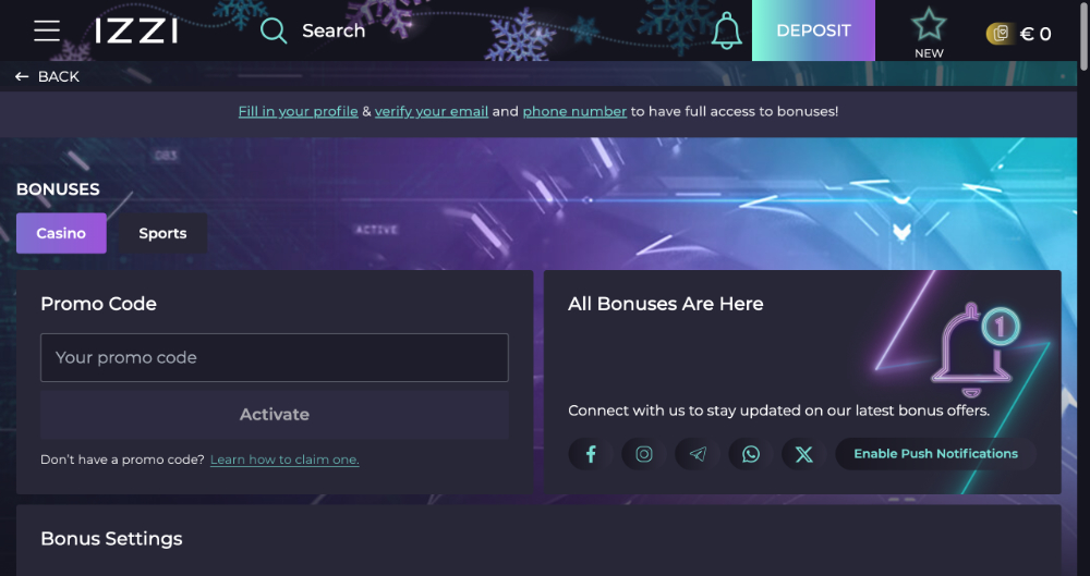 Izzi casino promo code 