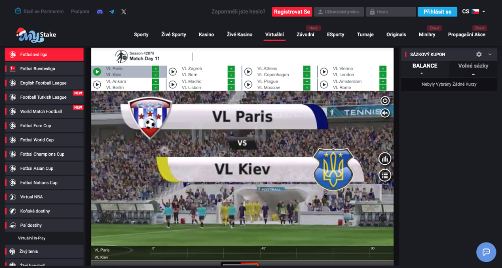 Rádi zkoušíte nové věci? Vsaďte si na virtuální sport v casinu MyStake úvodní