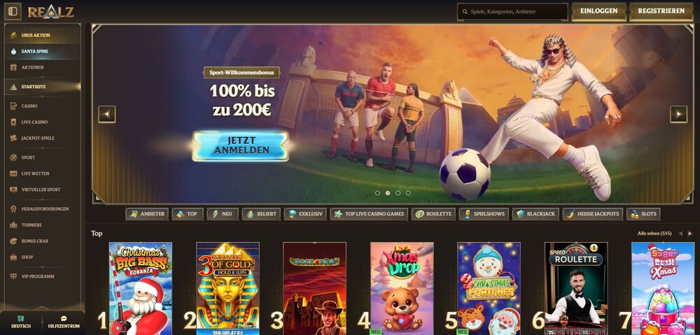 realz casino main page