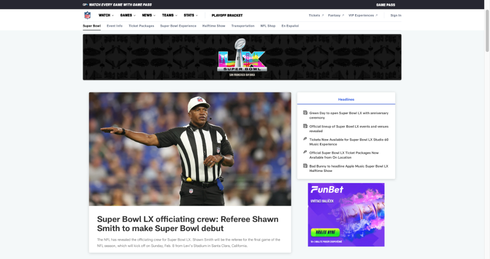 Super Bowl 2026 Informace, program, halftime show úvodní