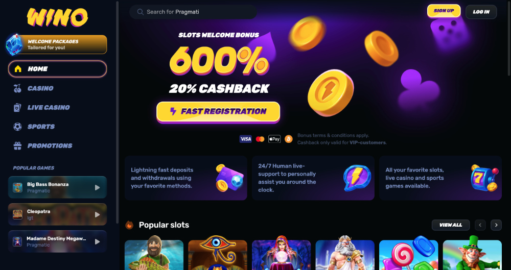 Wino casino úvodní