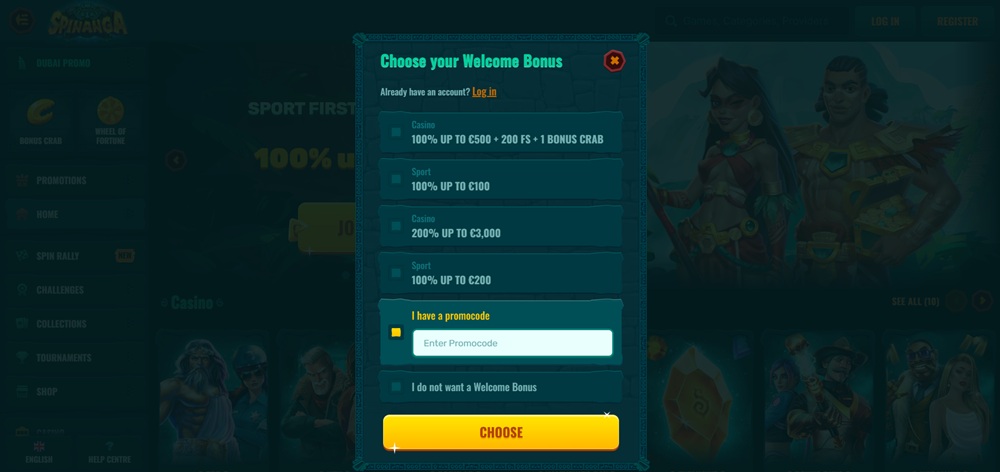 Interface de l application Spinanga
