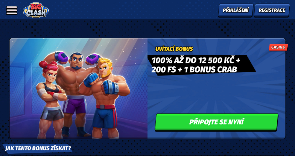 Promoakce v casinu BigClash: Vstupní bonus 12 500 Kč + 200 free spins