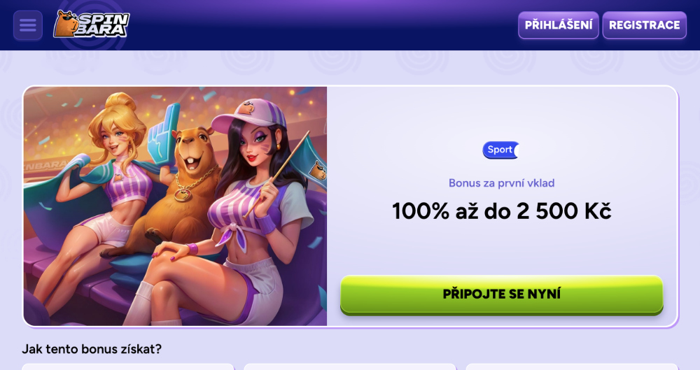 Promoakce v sázkové kanceláři Spinbara: Bonus k prvnímu vkladu 2 500 Kč