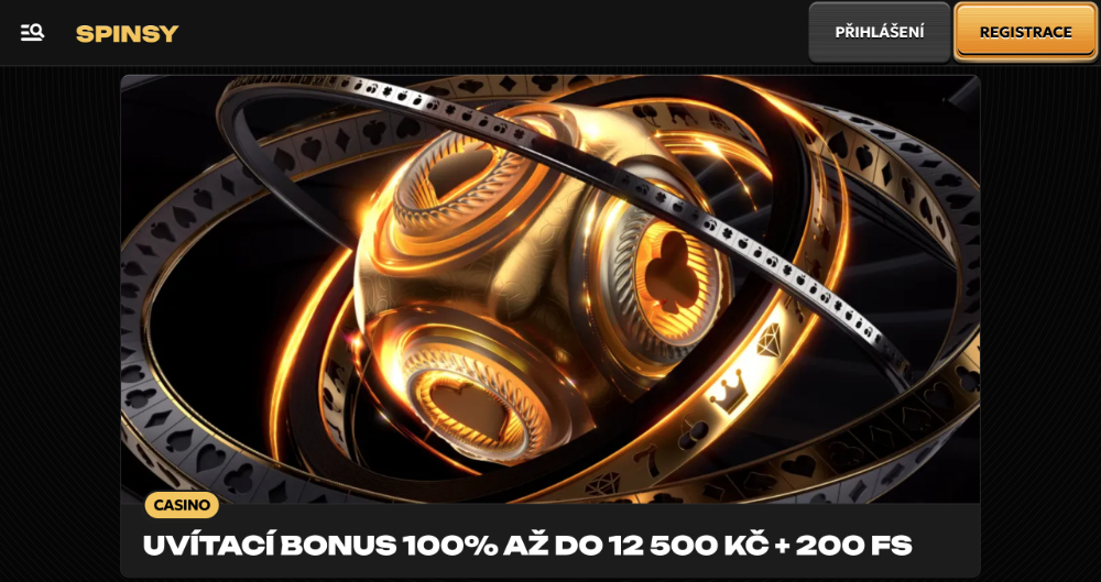 Promoakce v casinu Spinsy: Vstupní bonus 12 500 Kč + 200 free spins