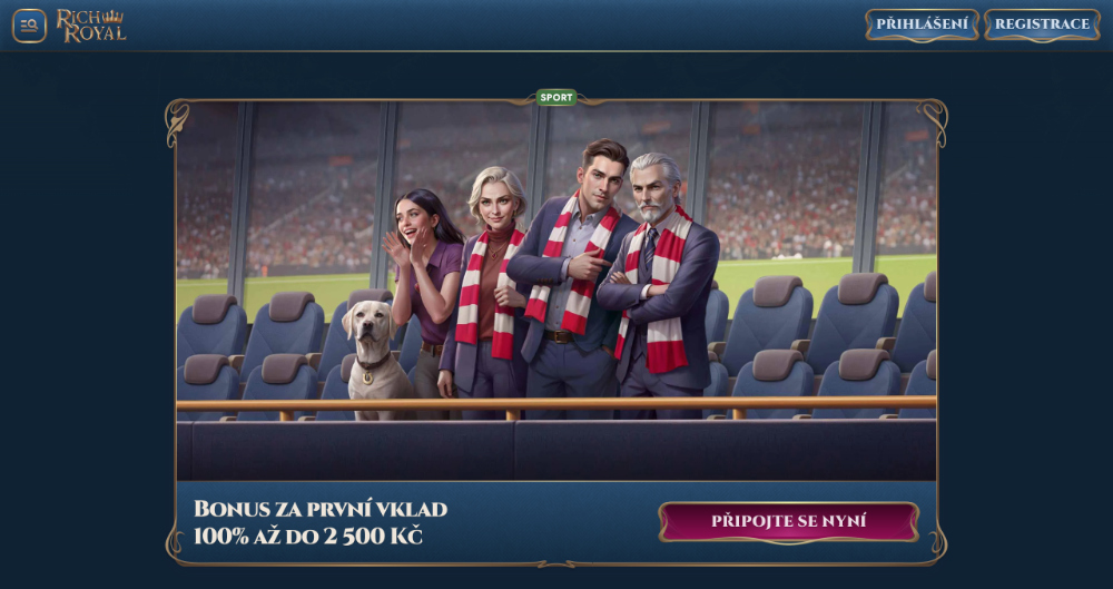 Promoakce v sázkové kanceláři RichRoyal Bonus k prvnímu vkladu 2 500 Kč úvodní