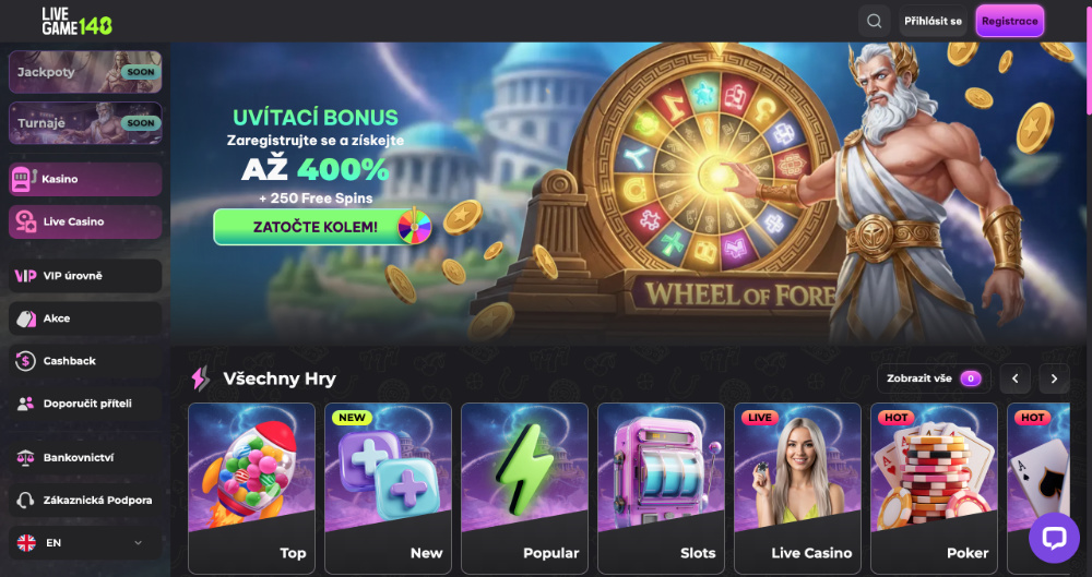 Live Game 148 casino úvodní