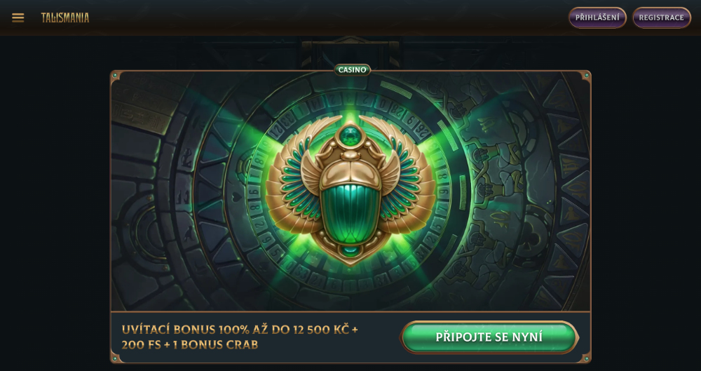 Promoakce v casinu Talismania Vstupní bonus 12 500 Kč + 200 free spins úvodní