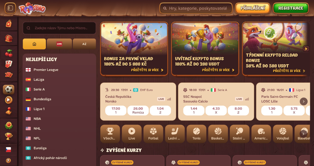 Sázková kancelář Roostino úvodní